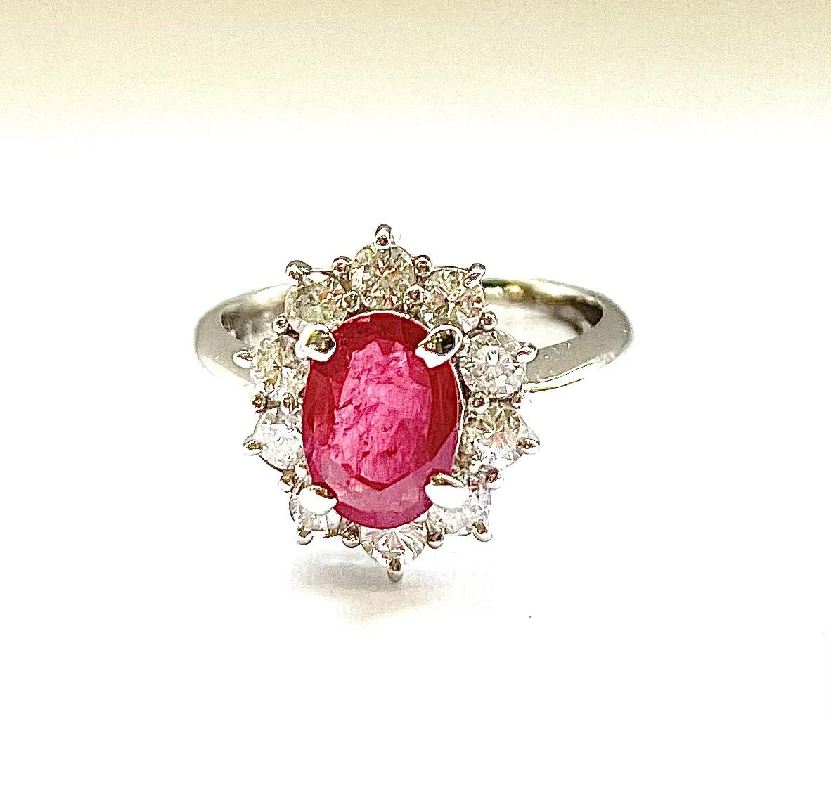 Ruby — 1.23ct ruby · 0.65ct diamond, Platinum